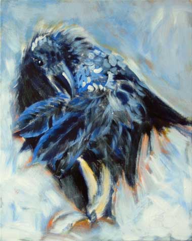 Glücksrabe - Acryl auf Leinwand